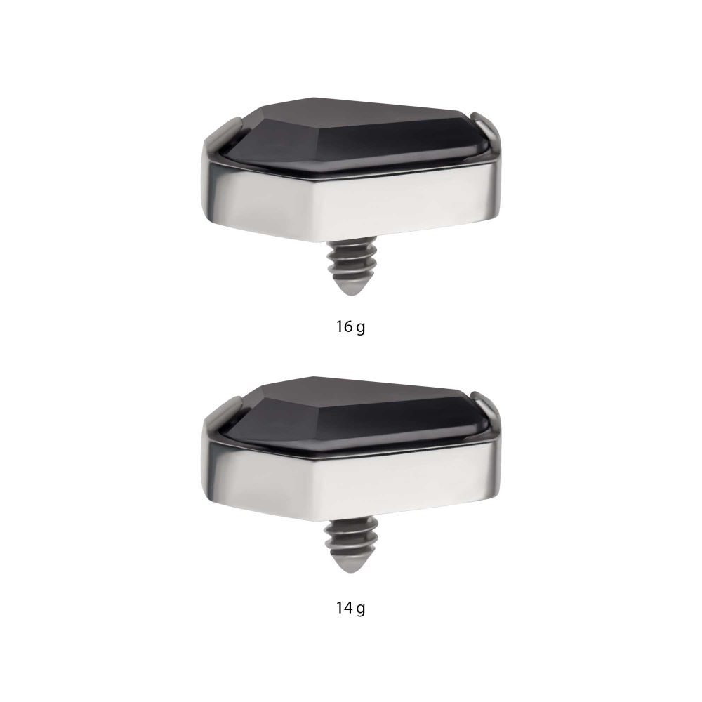 Titanium Internally Threaded with Prong Set Black CZ Coffin Top