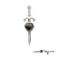 Titanium Internally Threaded Dagger with Bezel Set Black Heart Gem Top