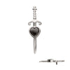 Titanium Internally Threaded Dagger with Bezel Set Black Heart Gem Top