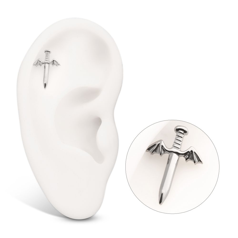 Titanium Internally Threaded Dagger with Bat Wing Top