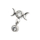 Titanium Internally Threaded Dangle Bezel Round CZ Triple Moon Phase Gem Top 