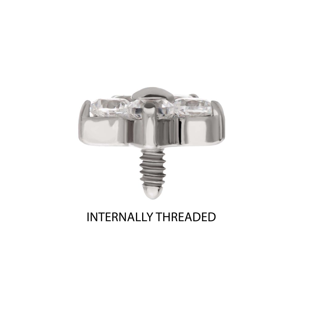 Titanium Internally Threaded Prong Set Gem 5-Petal Flower Top