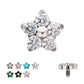 14g Titanium Internally Threaded Prong Set Gem 5-Petal Flower Top