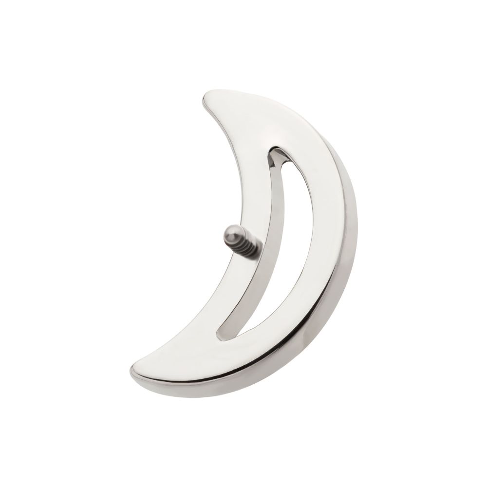 Titanium Internally Threaded Cut Out Crescent Moon Top with Pave Set Clustered CZ