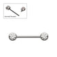 Titanium Internally Threaded Bezel Set Gem End Nipple Barbell (One Side Fixed, One Side Internally Threaded ) | Sold by piece