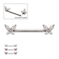 Titanium Internally Threaded Prong Set Butterfly CZ Gem End Nipple Barbell (One Side Fixed, One Side Internally Threaded) | Sold by piece
