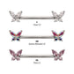 Titanium Internally Threaded Prong Set Butterfly CZ Gem End Nipple Barbell (One Side Fixed, One Side Internally Threaded) | Sold by piece