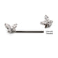 Titanium Internally Threaded Prong Set Butterfly CZ Gem End Nipple Barbell (One Side Fixed, One Side Internally Threaded) | Sold by piece