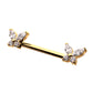 24Kt Gold PVD Titanium Internally Threaded Prong Set Butterfly CZ Gem End Nipple Barbell (One Side Fixed, One Side Internally Threaded) | Sold by piece