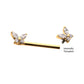 24Kt Gold PVD Titanium Internally Threaded Prong Set Butterfly CZ Gem End Nipple Barbell (One Side Fixed, One Side Internally Threaded) | Sold by piece