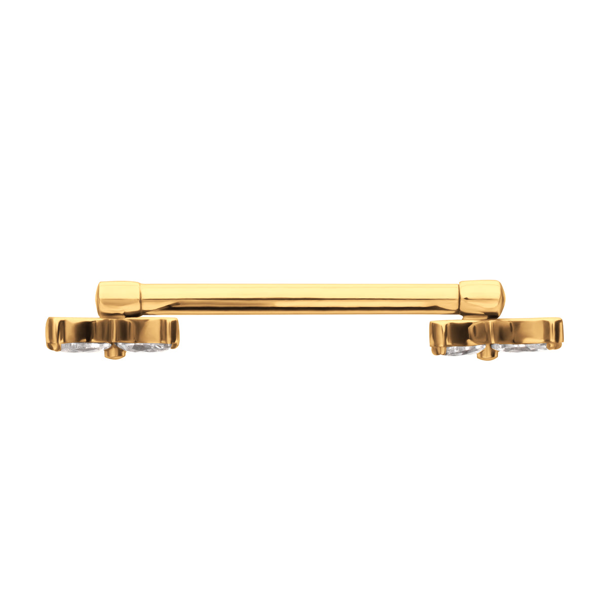 24Kt Gold PVD Titanium Internally Threaded Prong Set Butterfly CZ Gem End Nipple Barbell (One Side Fixed, One Side Internally Threaded) | Sold by piece