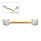 24Kt Gold PVD Titanium Internally Threaded Prong Set Heart CZ Gem End Nipple Barbell (One Side Fixed, One Side Internally Threaded) | Sold by piece