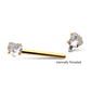 24Kt Gold PVD Titanium Internally Threaded Prong Set Heart CZ Gem End Nipple Barbell (One Side Fixed, One Side Internally Threaded) | Sold by piece