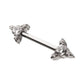 Titanium Internally Threaded Prong Set CZ Gem Triangle Shape End Nipple Barbell (One Side Fixed, One Side Internally Threaded) | Sold by piece