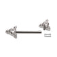 Titanium Internally Threaded Prong Set CZ Gem Triangle Shape End Nipple Barbell (One Side Fixed, One Side Internally Threaded) | Sold by piece