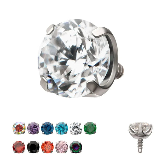 STERILIZED Titanium Internally Threaded Low Profile 4 Prong Round Gem Top