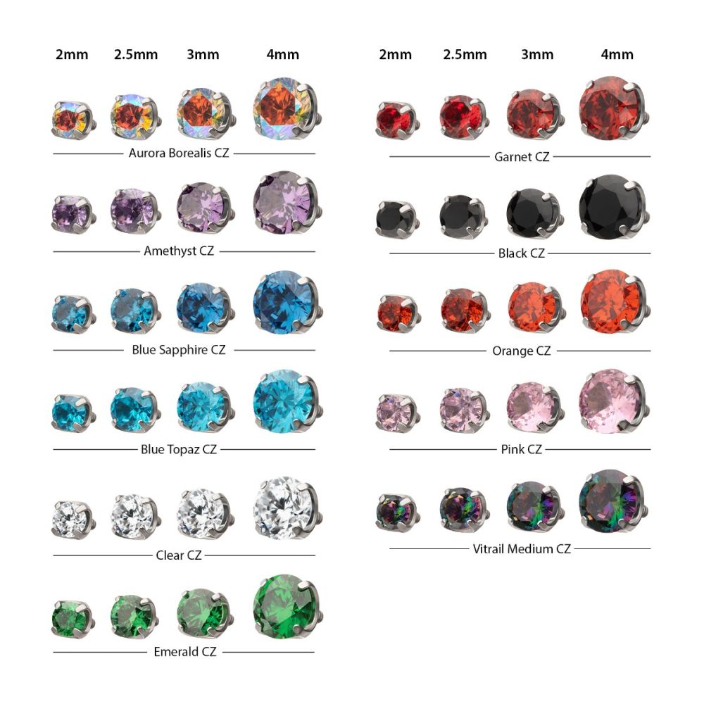 Titanium-Internally Threaded Low Profile 4 Prong Round Gem Top