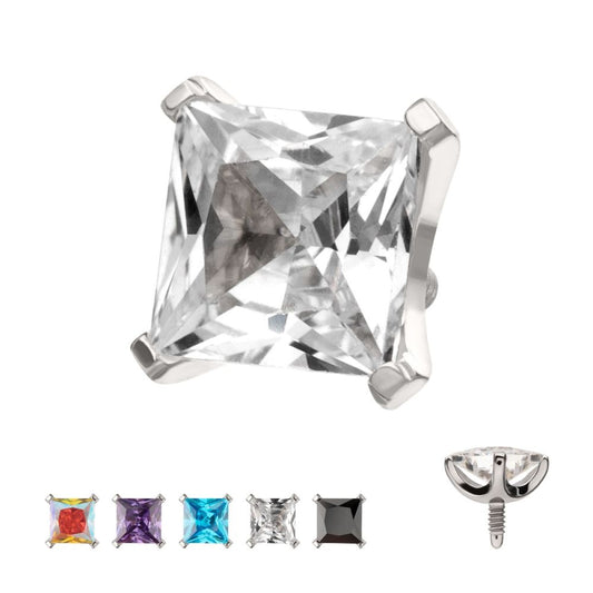 Titanium Internally Threaded 4 Prong Princess Cut Gem Top