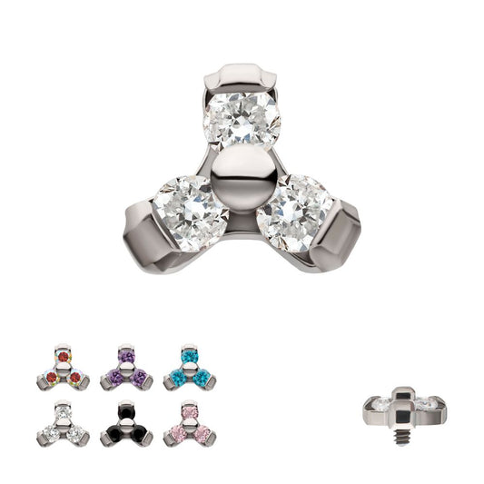 Titanium Internally Threaded Petite Trinity Top with 1.2mm Prong Set Gem