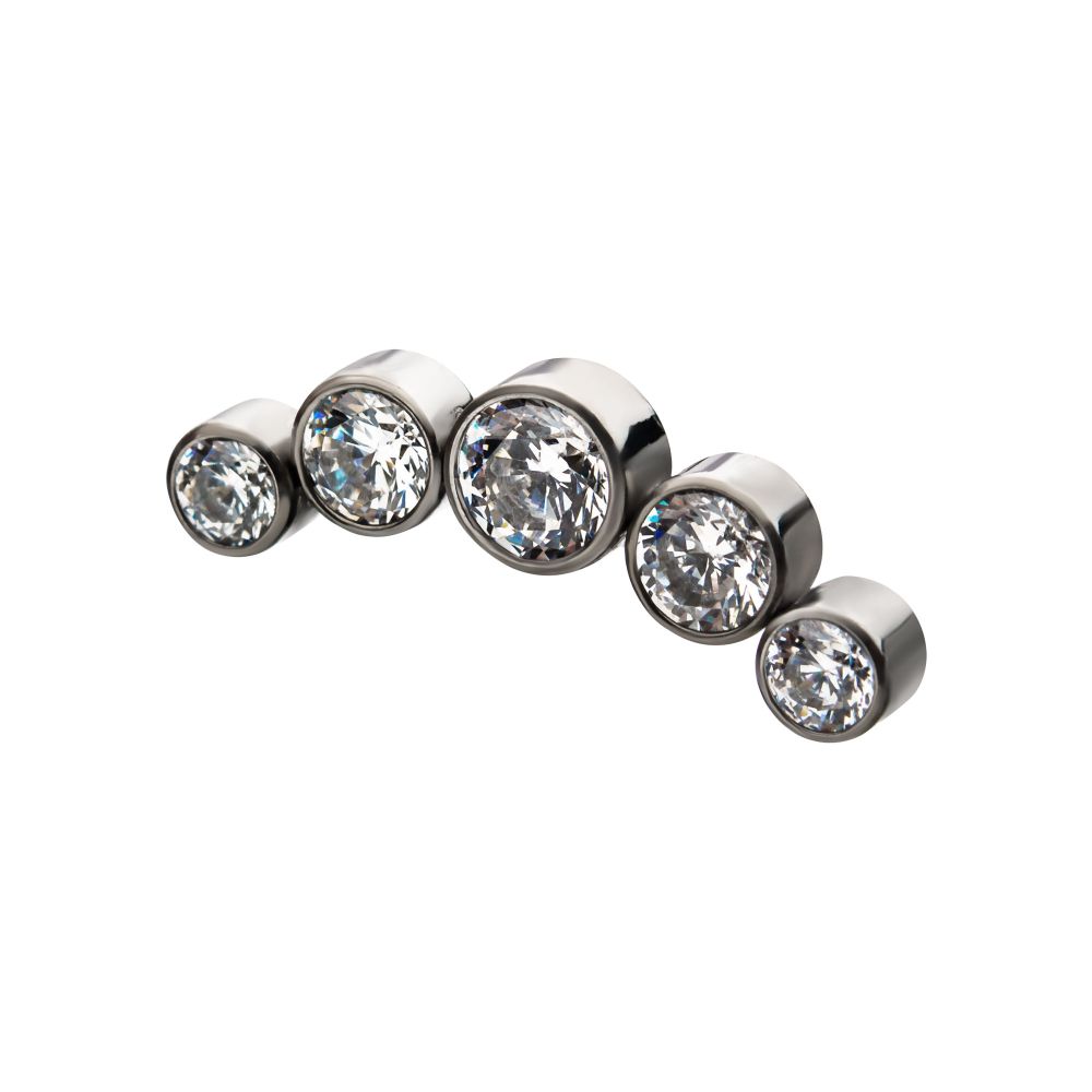 Titanium Internally Threaded with 5 Bezel Set AAA CZ/Swarovski Zirconia/Synthetic Opal Cluster Top