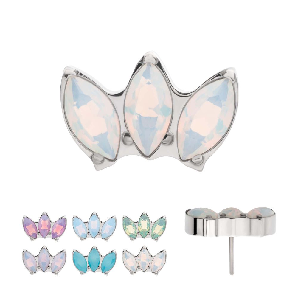 Titanium Threadless Triple Marquise Opalite Cluster Top