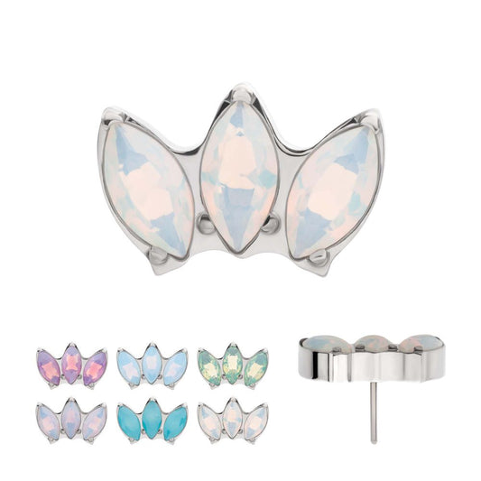 Titanium Threadless Triple Marquise Opalite Cluster Top