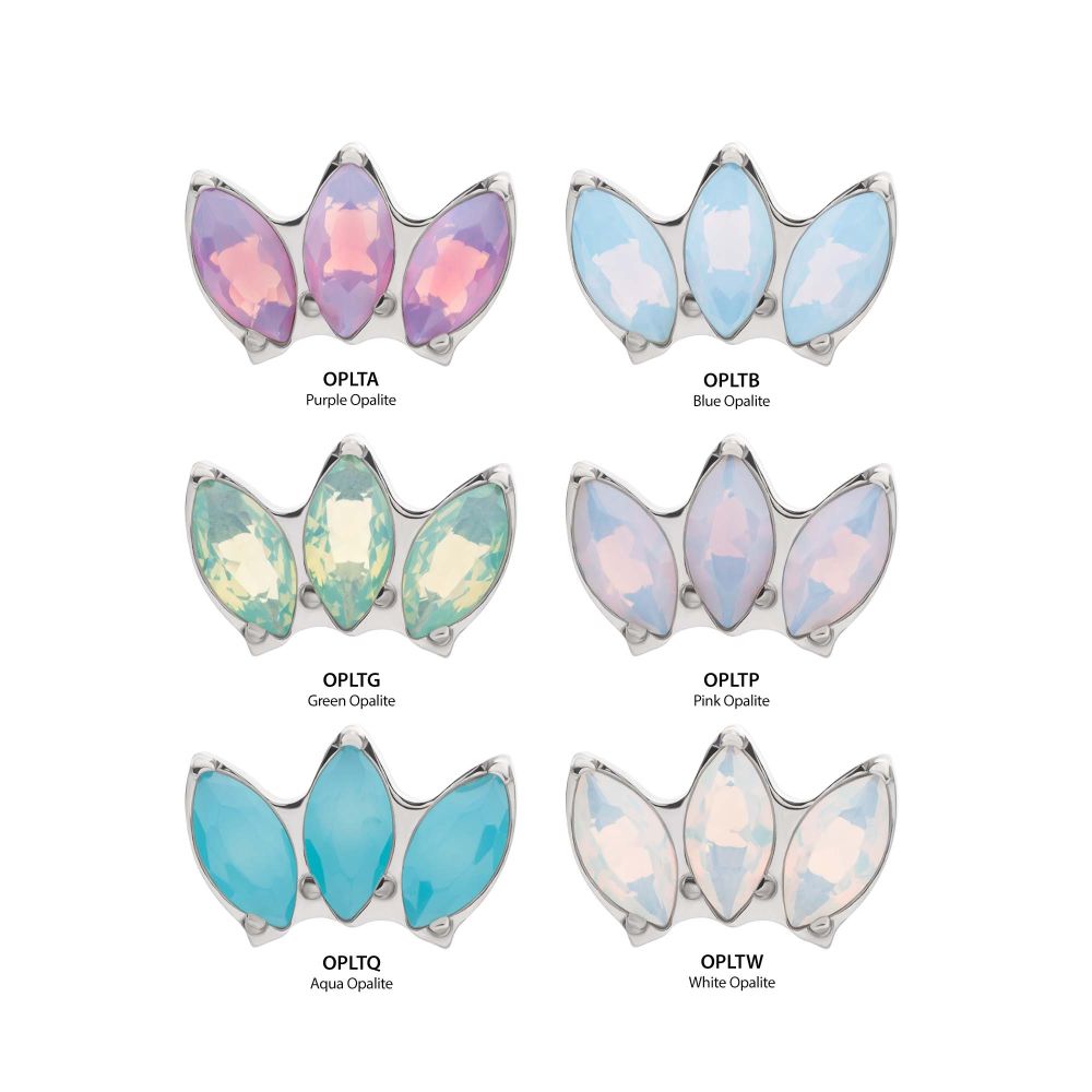 Titanium Threadless Triple Marquise Opalite Cluster Top