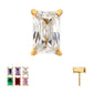 Titanium Threadless "Luxe Baguette" Prong Set Gem Top