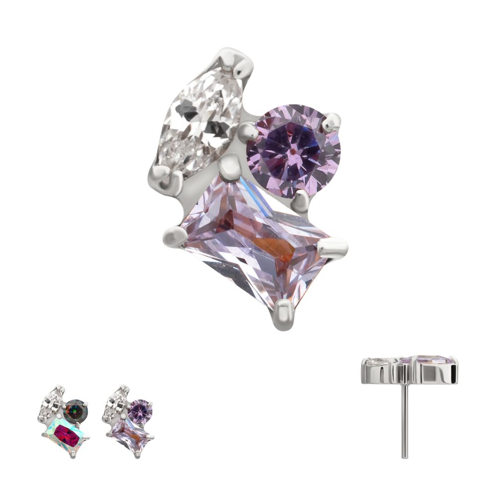 Titanium Threadless "Harmony Cluster" Prong Set Gem Top