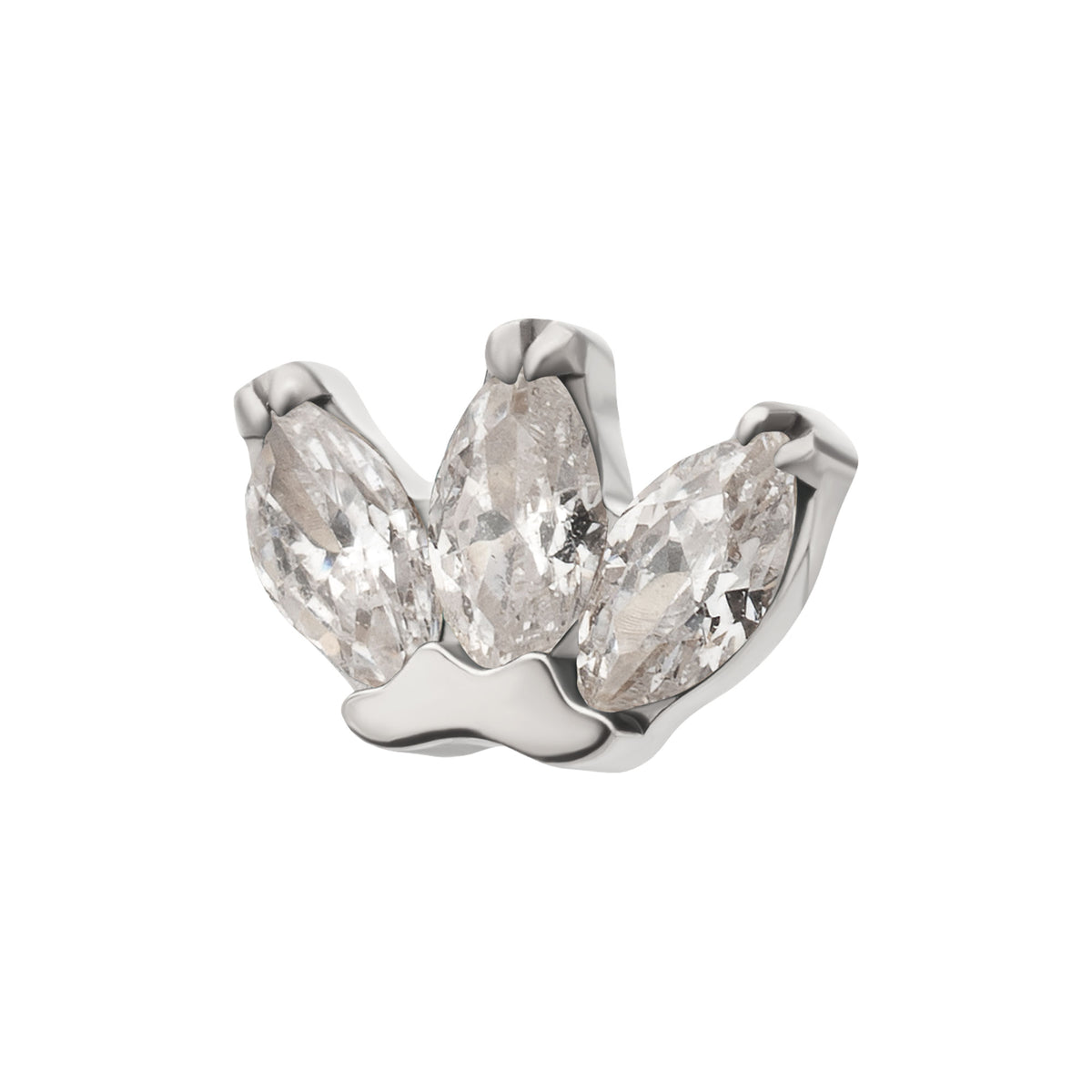 Titanium Threadless Prong Set 3-Marquise Gem Fan Cluster Top