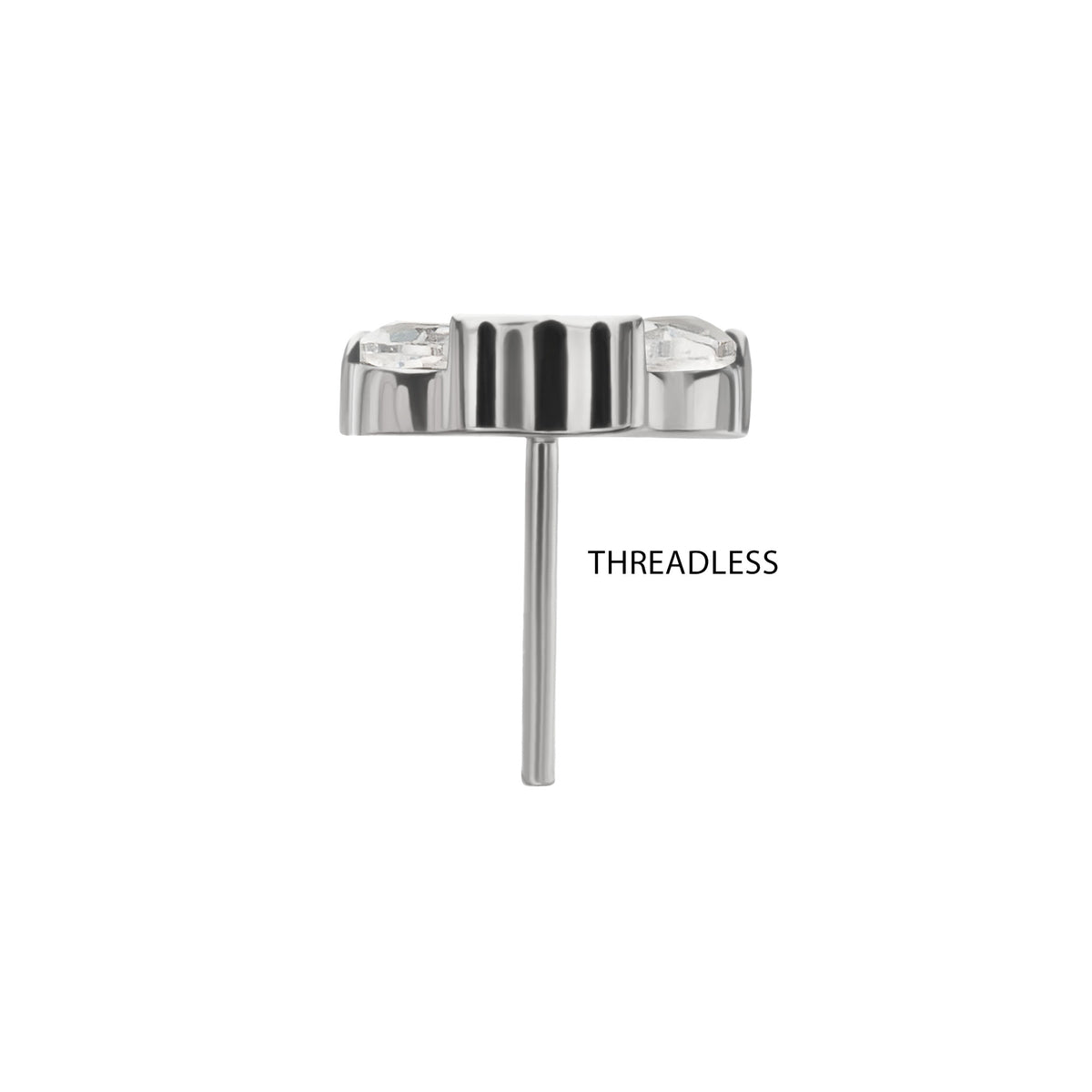Titanium Threadless Prong Set 3-Marquise Gem Fan Cluster Top