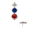 Titanium Threadless Triple Cluster Prong Set Gem Top