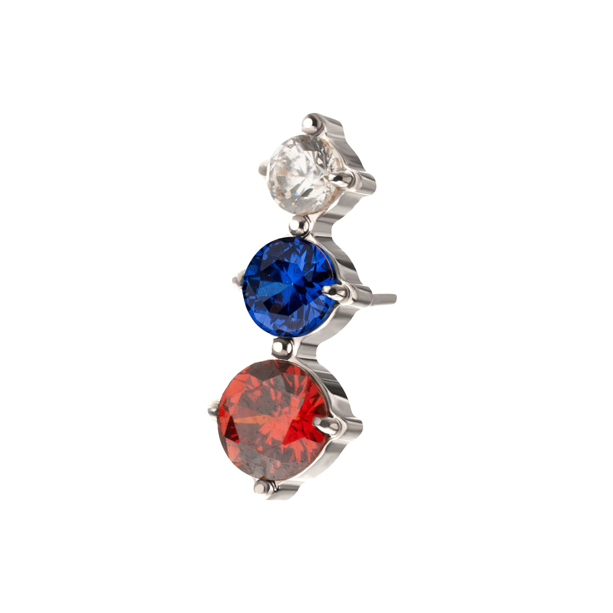 Titanium Threadless Triple Cluster Prong Set Gem Top