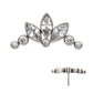 Titanium Threadless Bezel Set Marquise & Round Gem Cluster Top