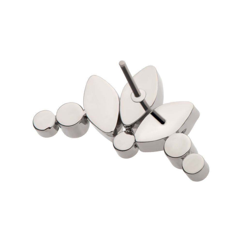 Titanium Threadless Bezel Set Marquise & Round Gem Cluster Top