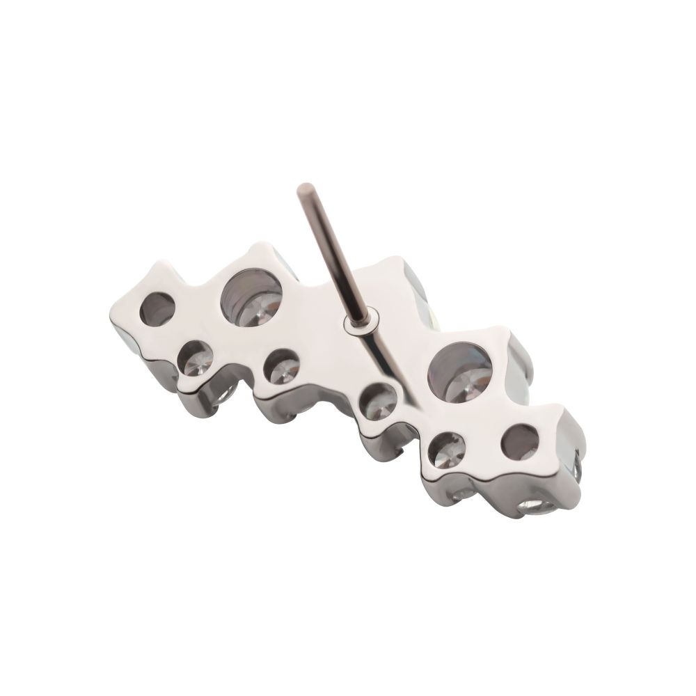 Titanium Threadless Prong Set Round CZ/Opal Terraced Cluster Top