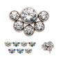 Titanium Threadless with 4mm & 2.5mm Bezel Set AAA CZ/Opal Cluster Top