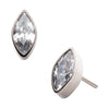 Titanium Threadless with Bezel Set CZ Marquise Shape Top