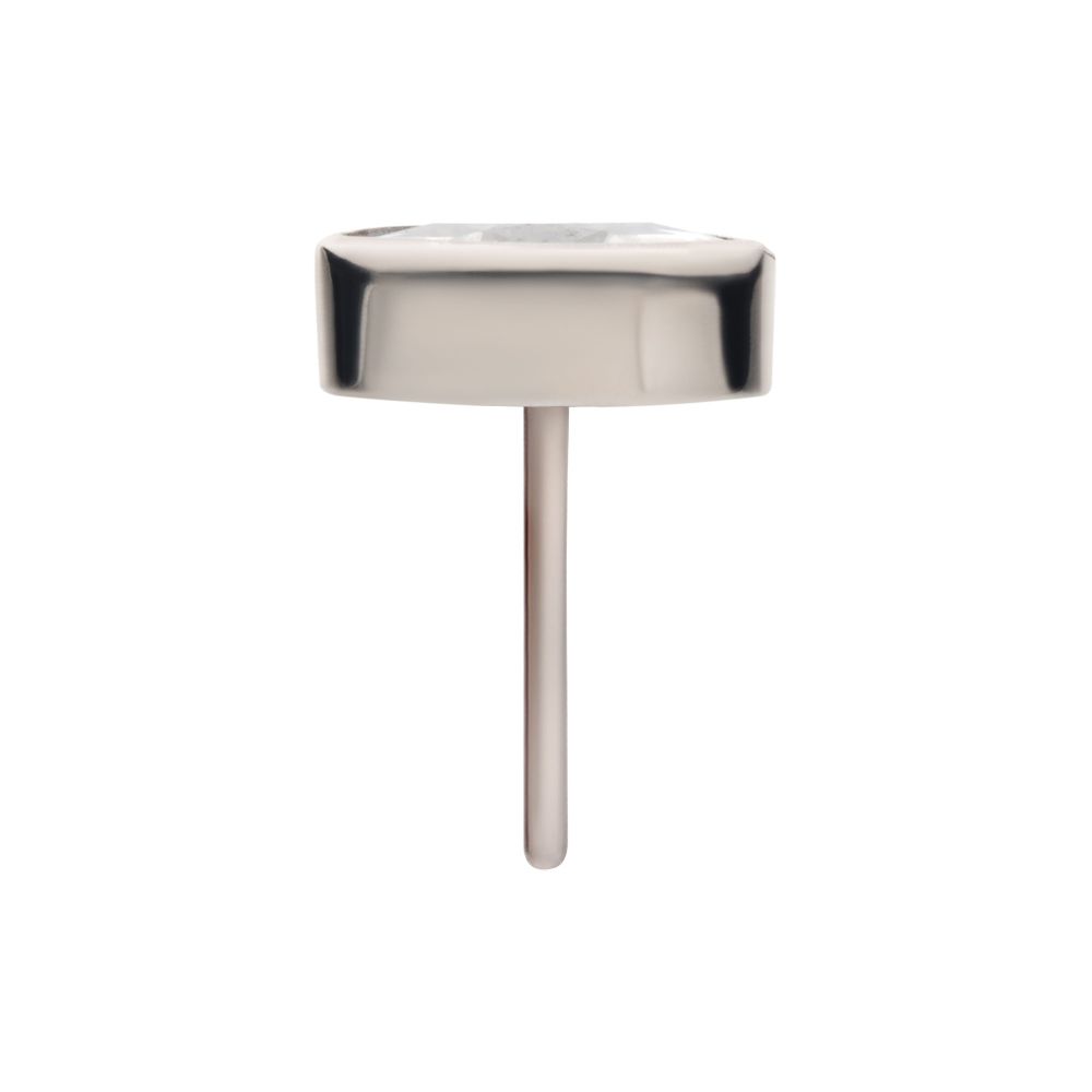 Titanium Threadless with Bezel Set CZ Marquise Shape Top