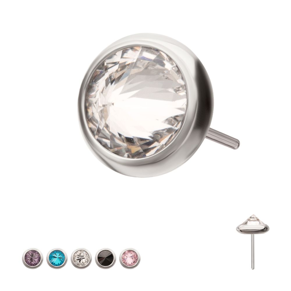Titanium Threadless Round Bezel Set Inverse Gem Top