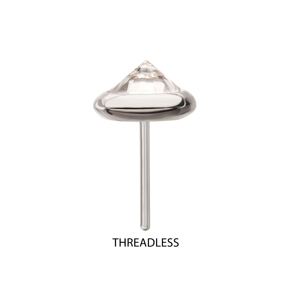 Titanium Threadless Round Bezel Set Inverse Gem Top