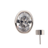 Titanium Threadless with Bezel Set CZ Oval Shape Top