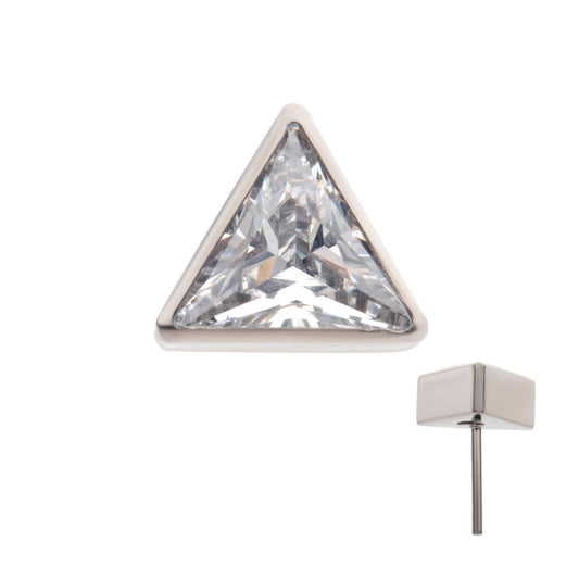 Titanium Threadless with Bezel Set CZ Triangular Shape Top