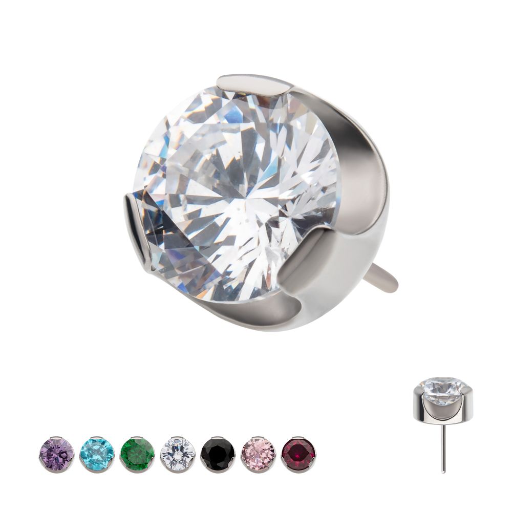 Titanium Threadless Semi-Bezel Set Gem Top