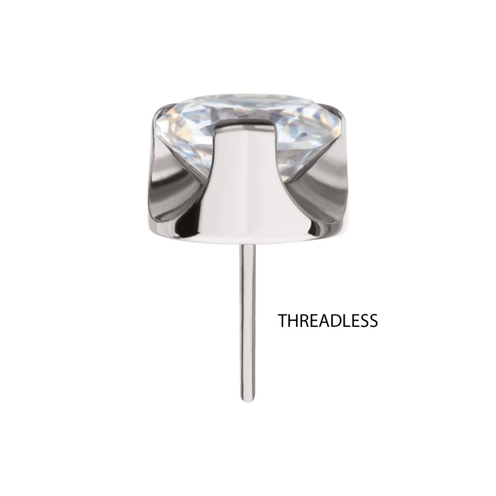 Titanium Threadless Semi-Bezel Set Gem Top