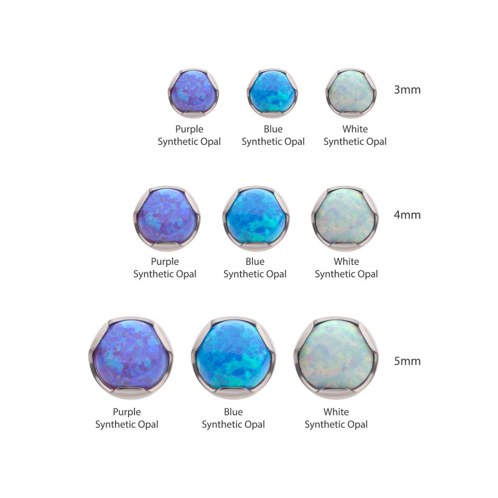 Titanium Threadless with Prong Set Semi-Bezel Opal Low Profile Top