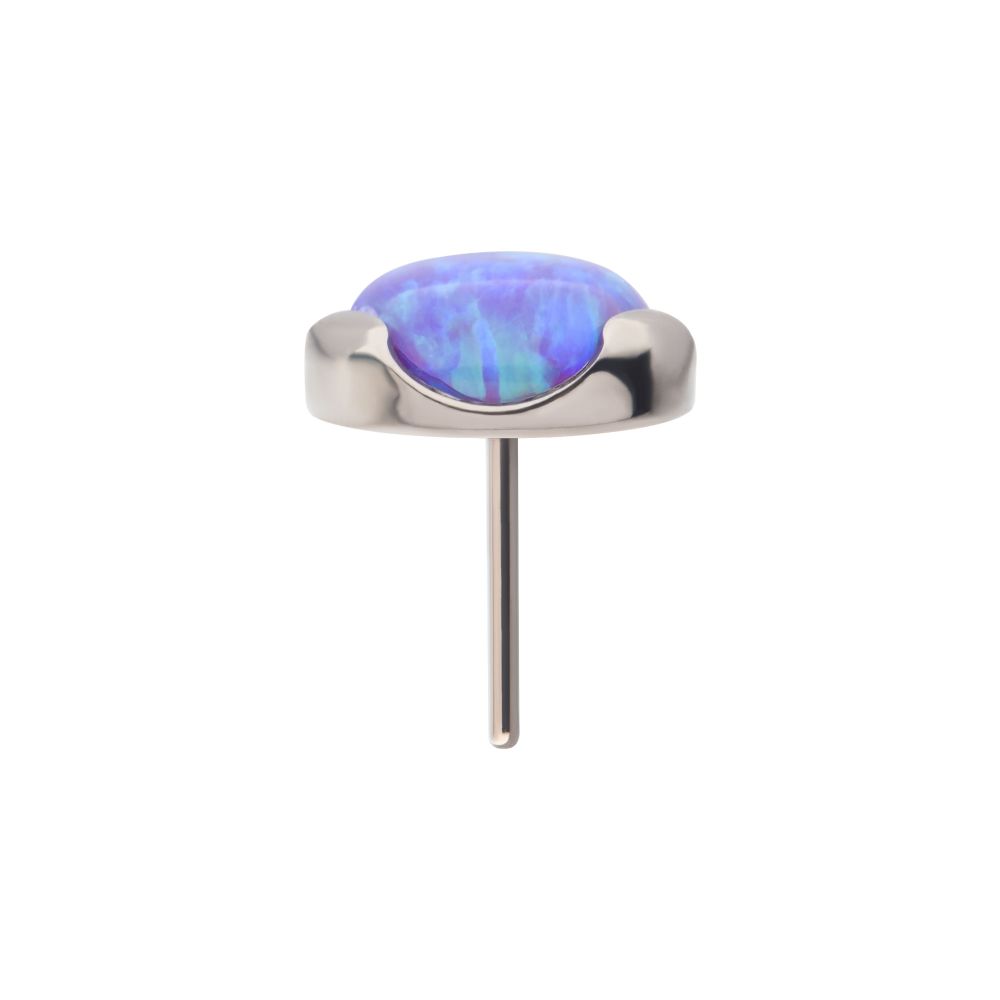 Titanium Threadless with Prong Set Semi-Bezel Opal Low Profile Top