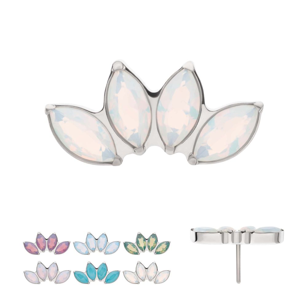 Titanium Threadless 4-Cluster Marquise Opalite Top