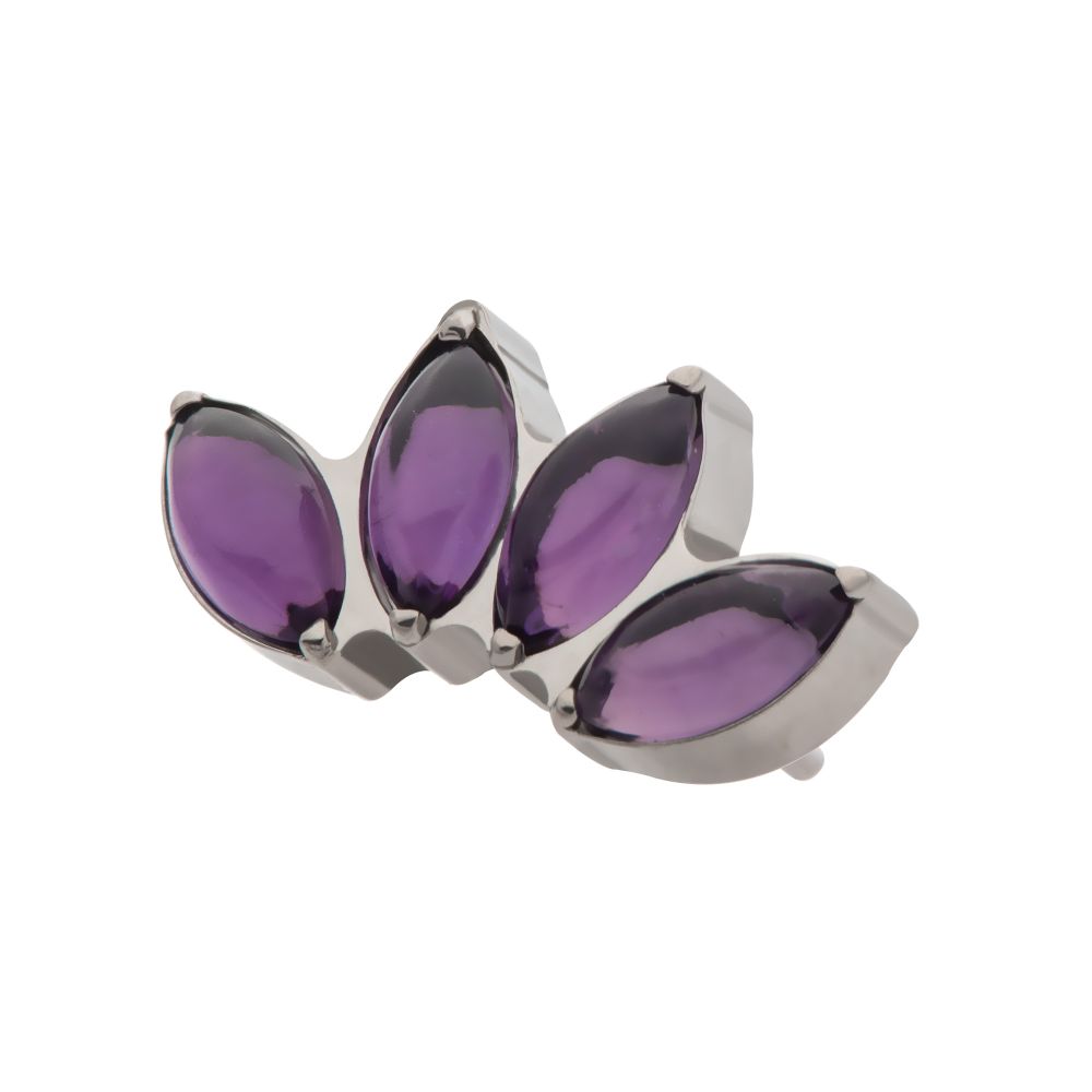 Titanium Threadless with Prong Set 4-Cluster Marquise Stones Fan Shape Top