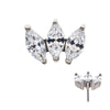 Titanium Threadless with Prong Set Marquise CZ 3-Cluster Top